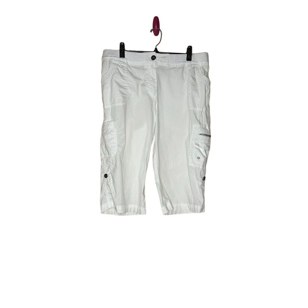 Chico's Women's Cargo Capris White Size 14 Straight Leg Multiple Pockets Casual